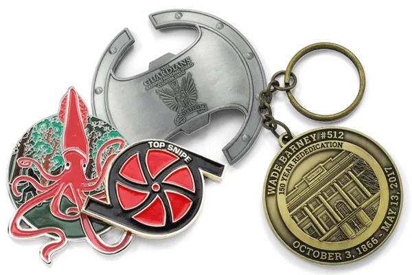 4 examples of different challenge coin options