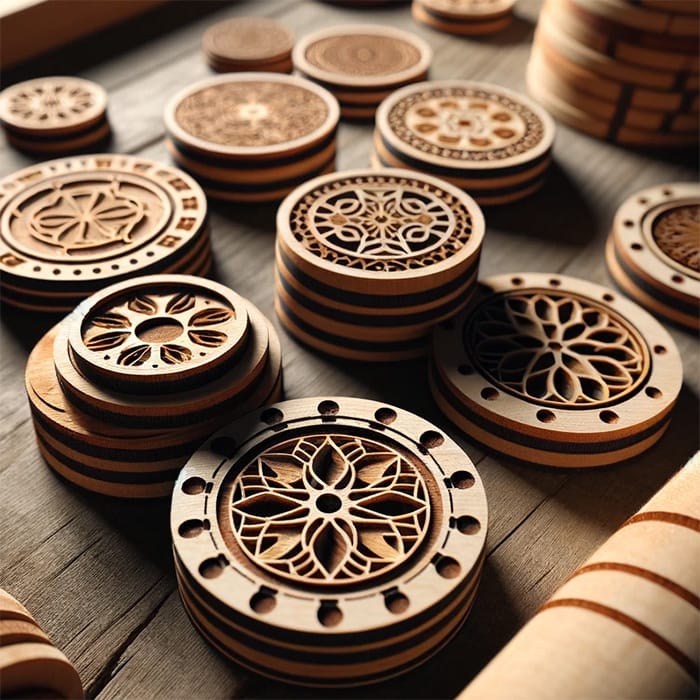 Wooden Poker Chip Challenge Coins - Laser Engraved Poker Chips