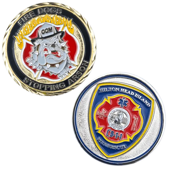 2 examples of Firefighter Challenge coins